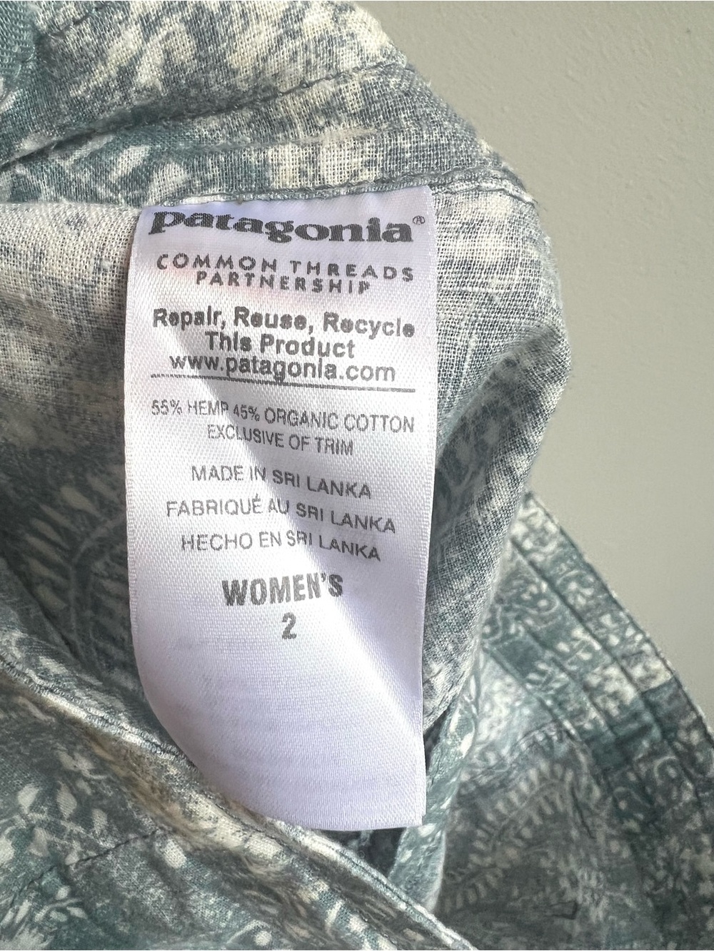 Patagonia Casual Hemp and Organic Cotton Blue Printed Women’s Shorts - Picture 5 of 7